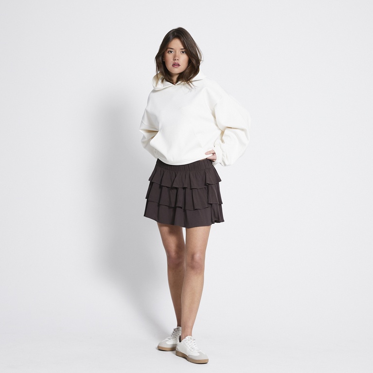 Frill crepe skirt "Lana" Brown